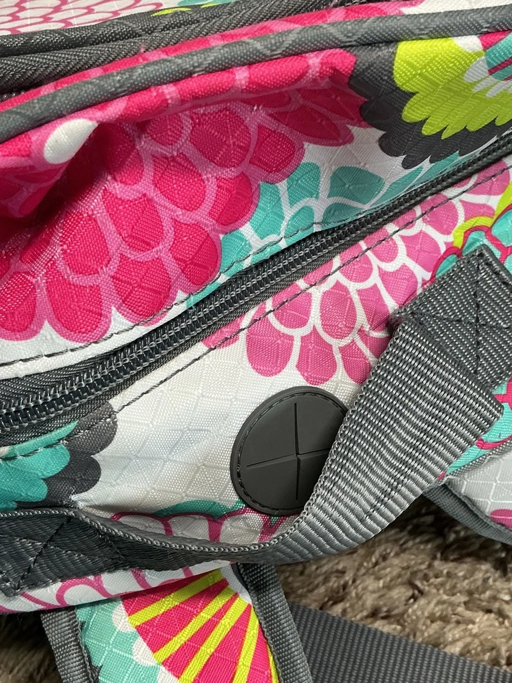 Thirty One Hostess Exclusive Backpack Bubble Bloom Floral Pink White & Teal EUC